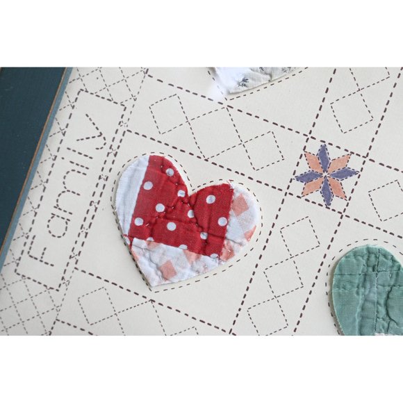 1980's Vintage Laura J. Conley 1986 Memory Quilt Framed Picture Cottage Country - Picture 2 of 6